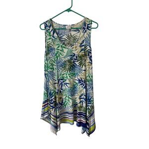 Cupio High / Low tank style tropical print shift dress  Large
